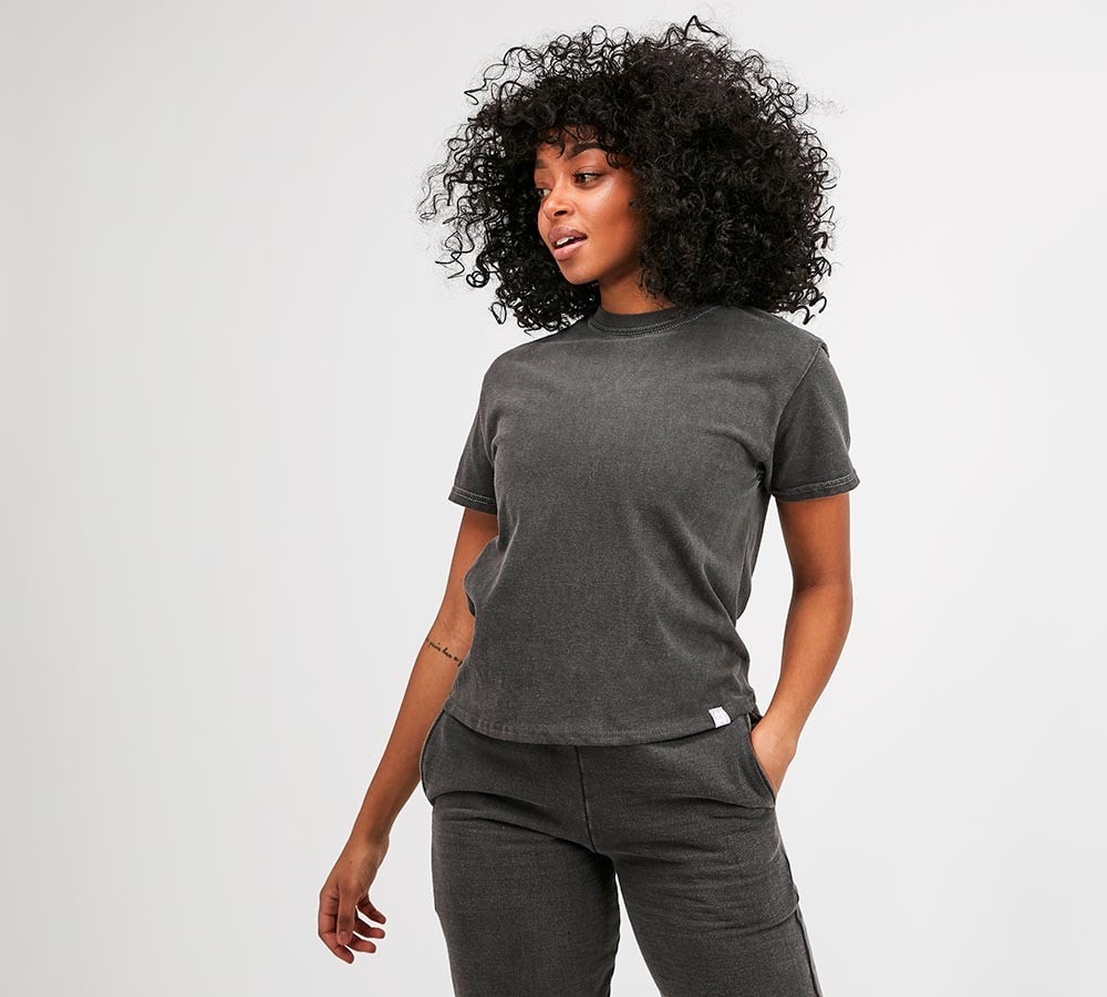Womens Boxy Cropped Dye T-Shirt image 4
