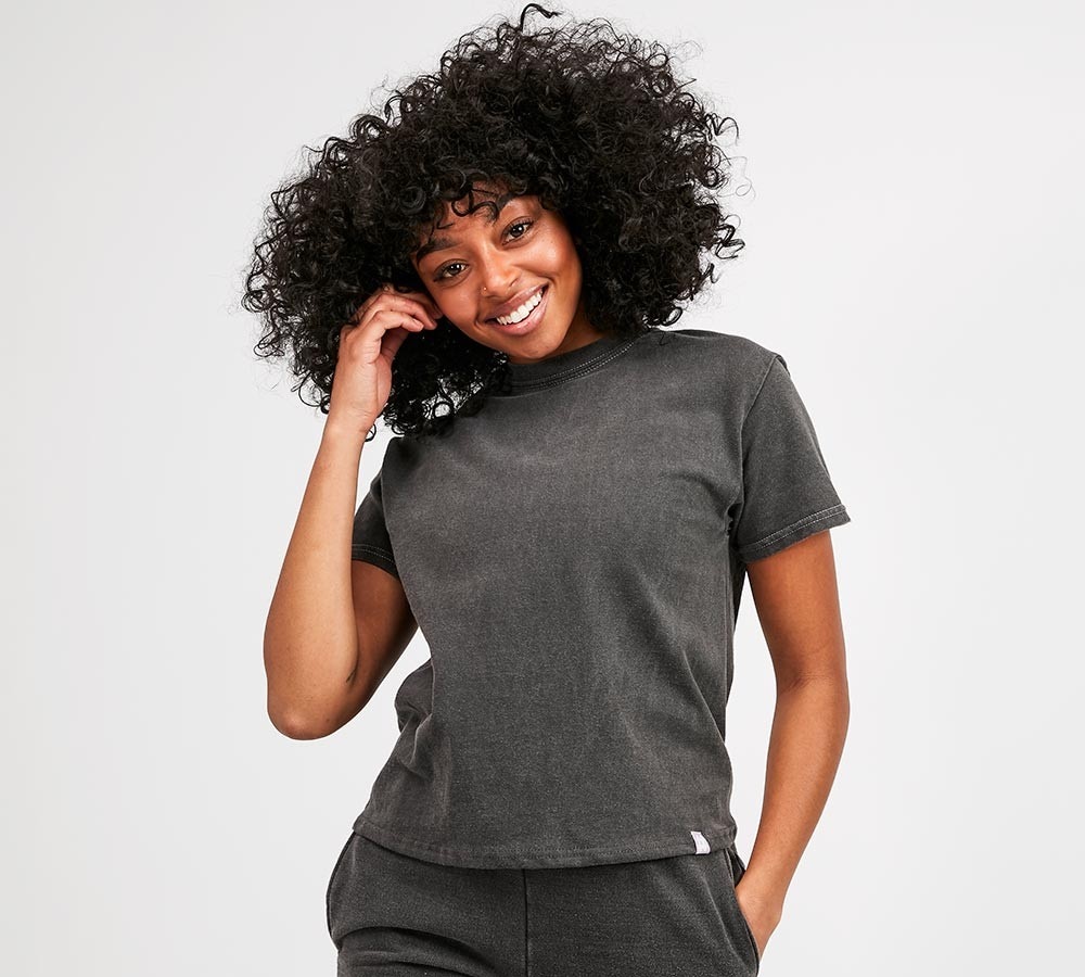 Womens Boxy Cropped Dye T-Shirt image 5