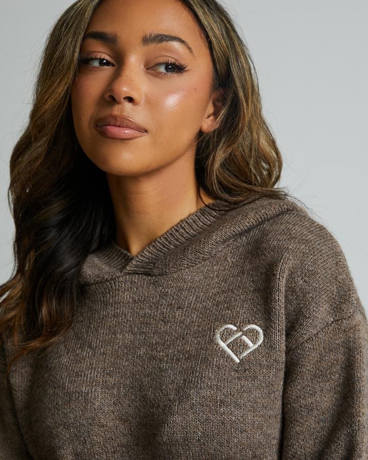 Womens Iconic Ribbed Knitted Hoodie image 4