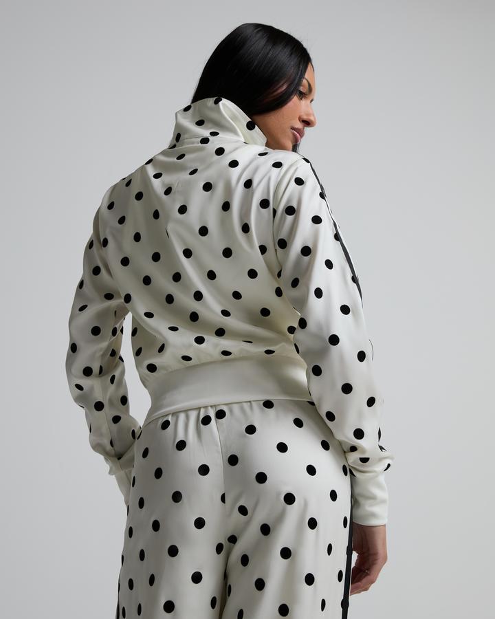 Womens Satin Polka Dot Funnel Neck Track Top image 3