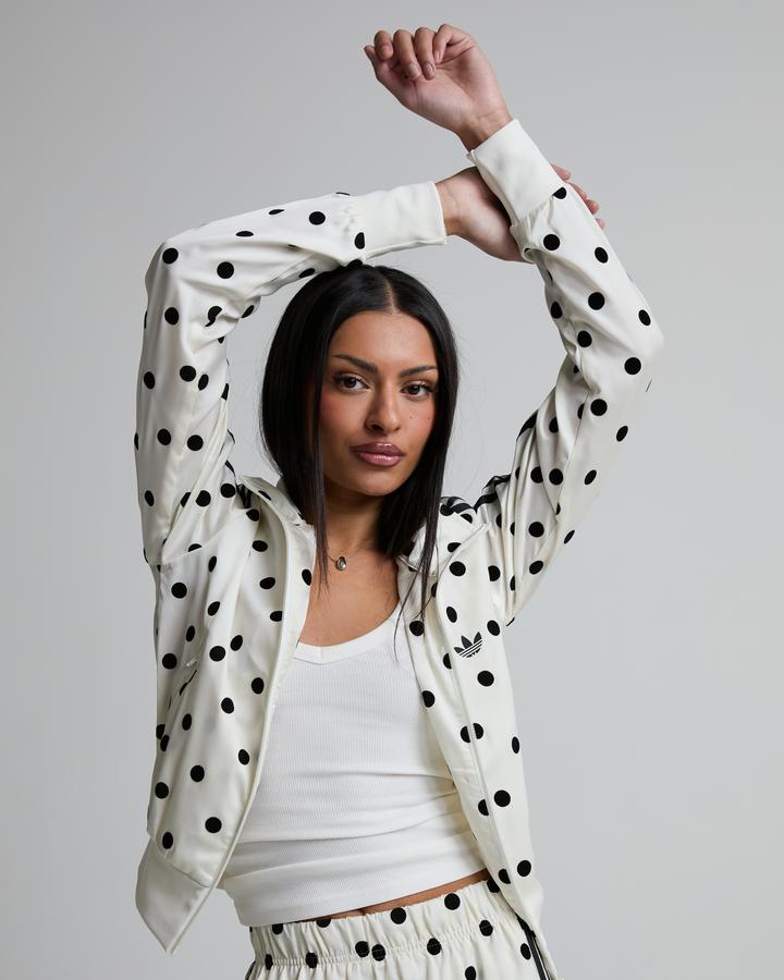 Womens Satin Polka Dot Funnel Neck Track Top image 4