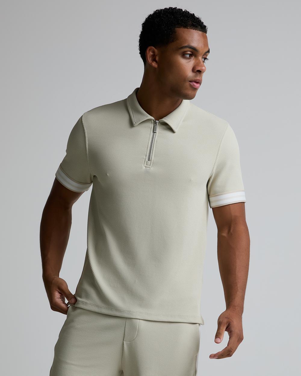 Textured Tape Zip Polo Shirt image 3