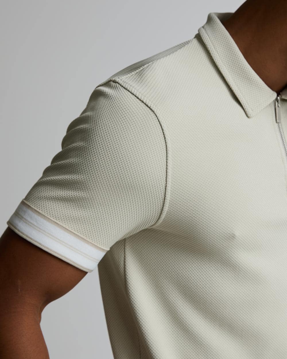 Textured Tape Zip Polo Shirt image 4