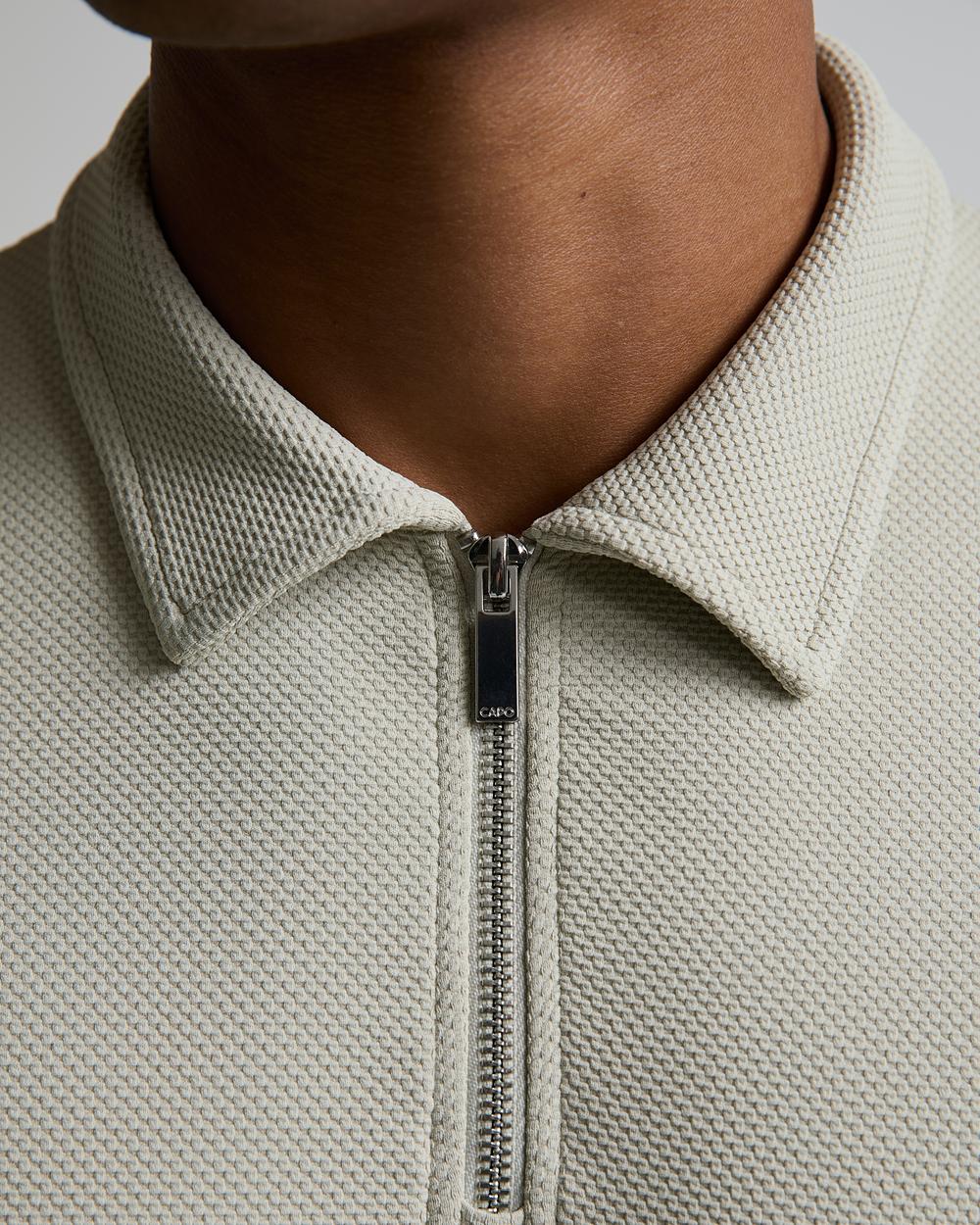 Textured Tape Zip Polo Shirt image 5