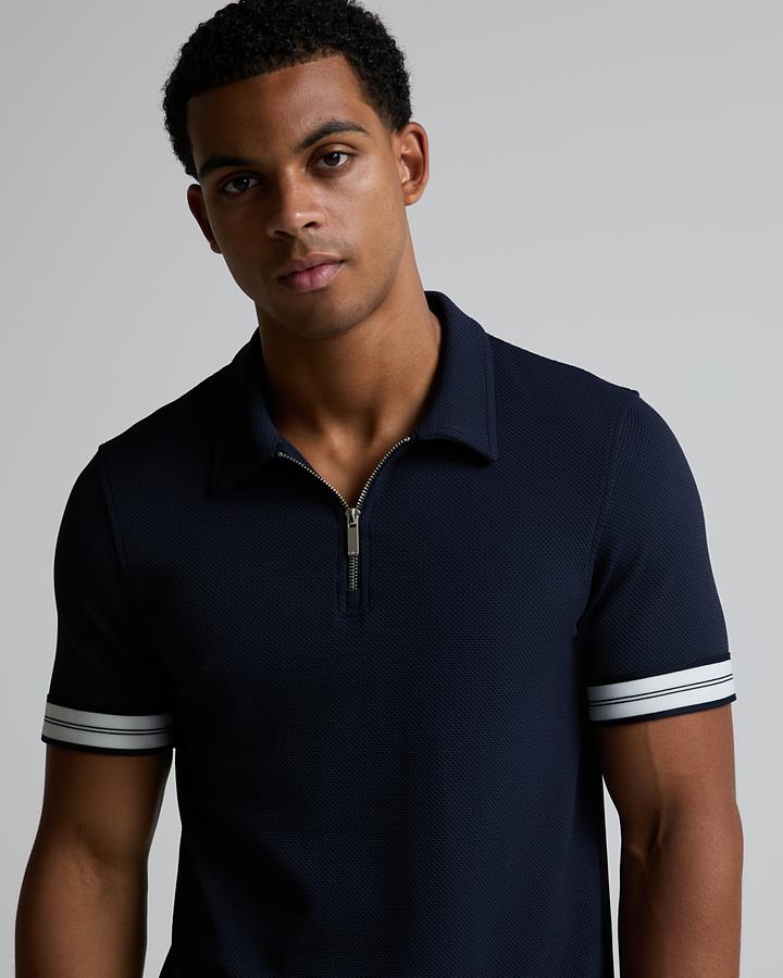 Textured Tape Zip Polo Shirt image 1