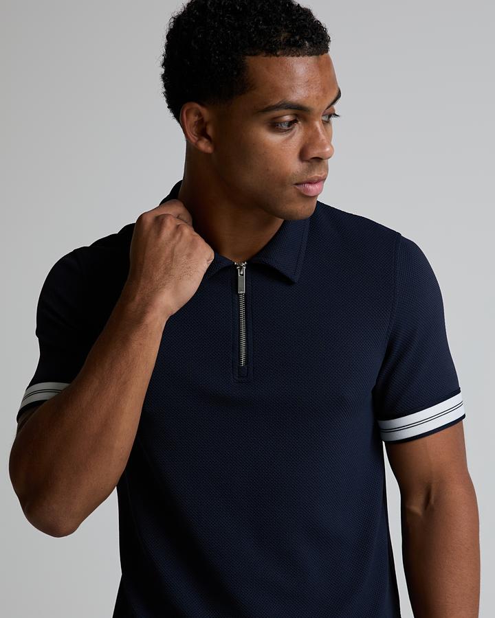 Textured Tape Zip Polo Shirt image 5