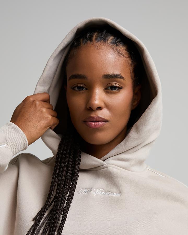 Womens Studio Fleece Medium Weight Cropped Hoodie image 4