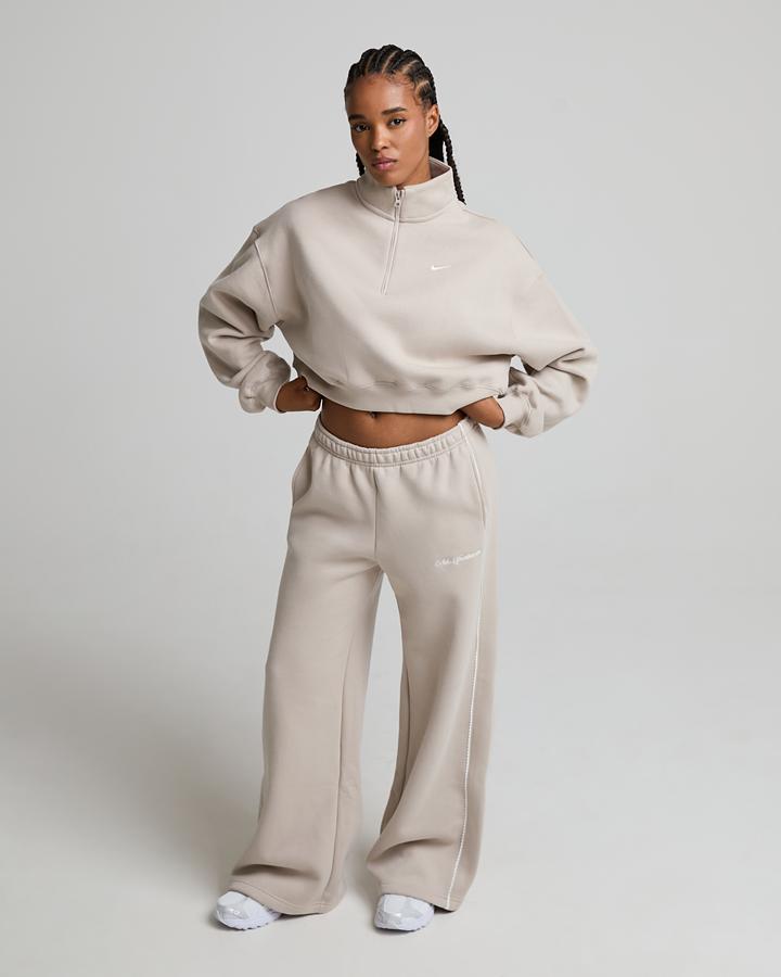 Womens Studio Fleece Crop Quarter Zip Sweatshirt image 2