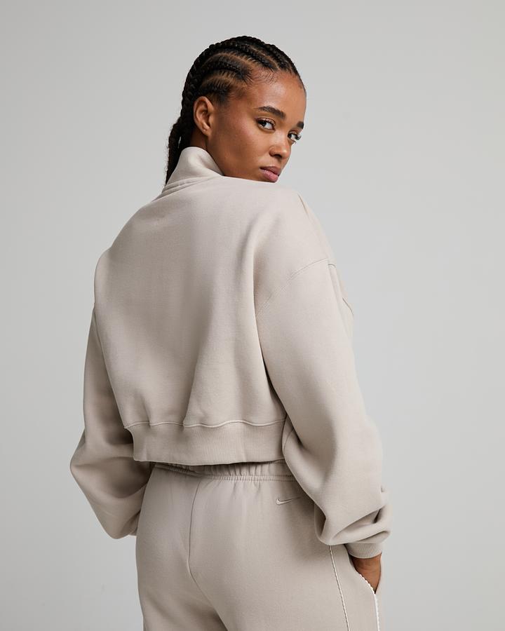 Womens Studio Fleece Crop Quarter Zip Sweatshirt image 3