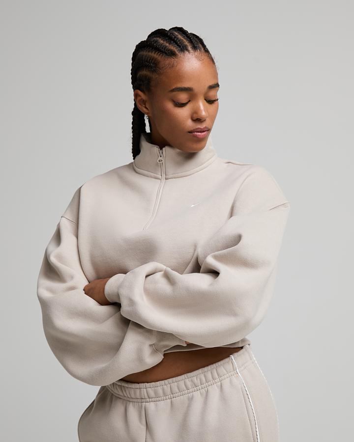 Womens Studio Fleece Crop Quarter Zip Sweatshirt image 5