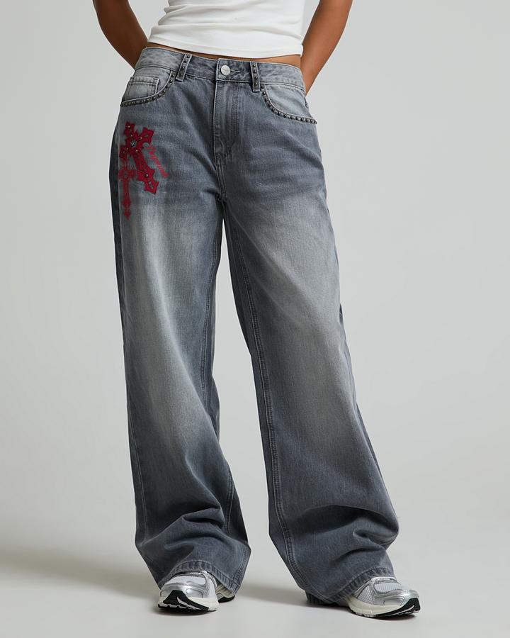 Womens Grind Baggy Mid Rise Jean image 2
