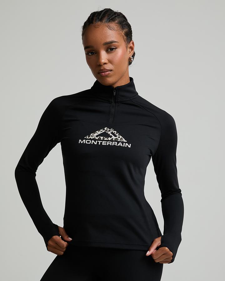 Womens Balance Leopard Quarter Zip Long Sleeve Top image 2