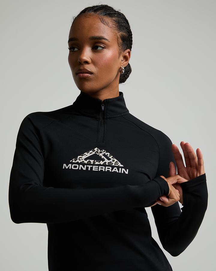 Womens Balance Leopard Quarter Zip Long Sleeve Top image 4