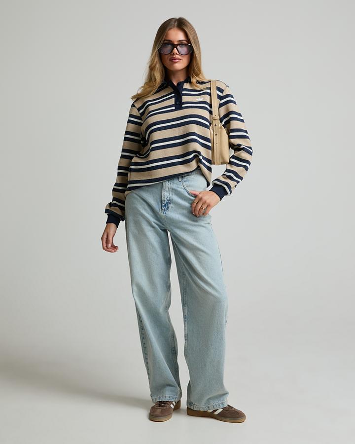 Womens Knit Striped Polo image 2