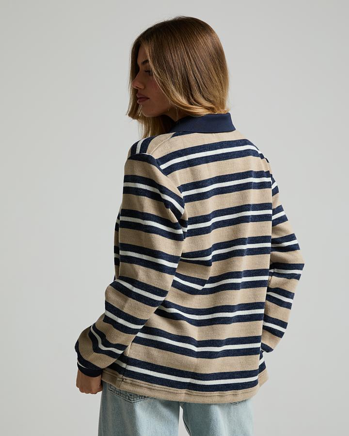 Womens Knit Striped Polo image 4