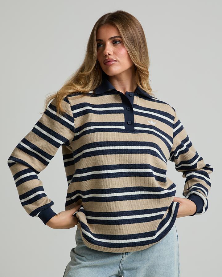 Womens Knit Striped Polo image 5