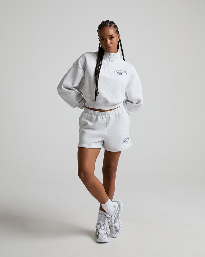 Womens Studio Fleece Classic Cropped Quarter Zip Sweatshirt image 2