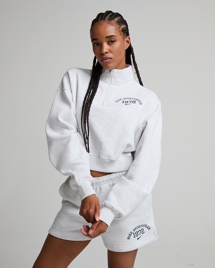 Womens Studio Fleece Classic Cropped Quarter Zip Sweatshirt image 4