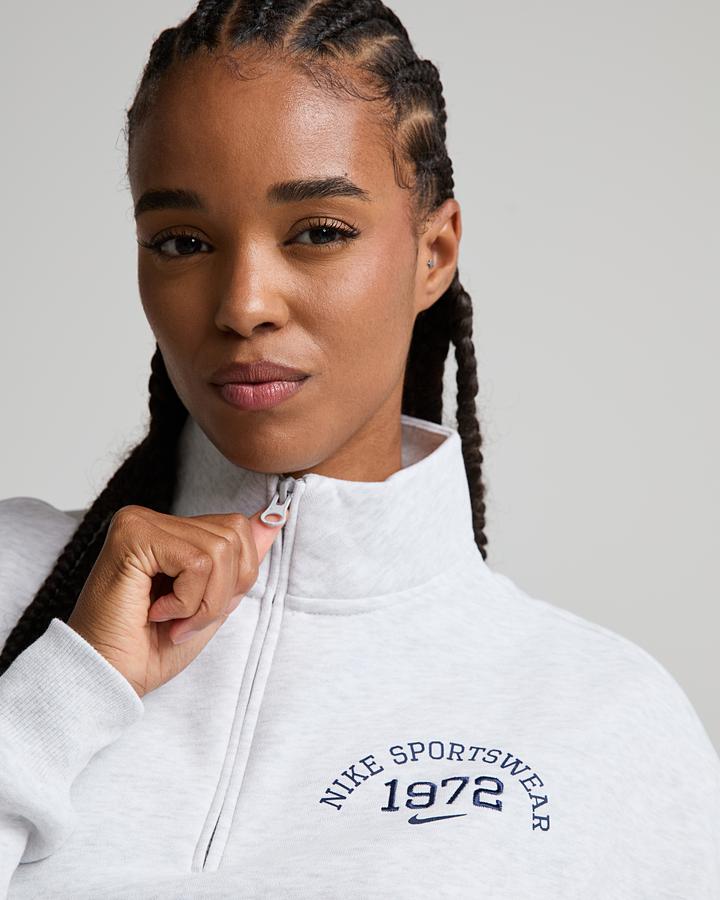 Womens Studio Fleece Classic Cropped Quarter Zip Sweatshirt image 5