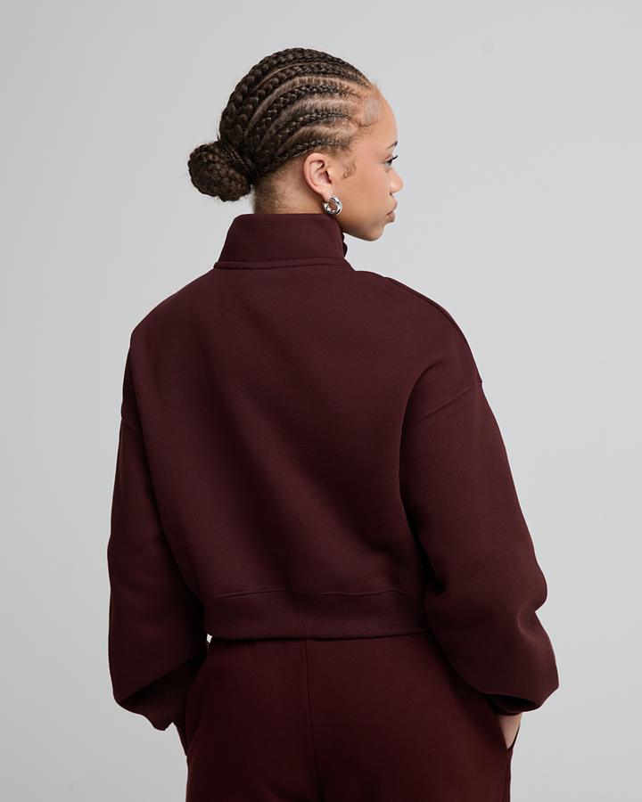 Womens Studio Fleece Crop Quarter Zip Sweatshirt image 3