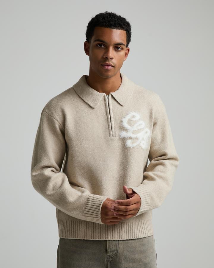Fluffy Knit Quarter Zip Rugby Sweatshirt image 1