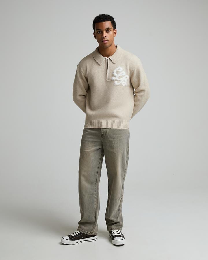 Fluffy Knit Quarter Zip Rugby Sweatshirt image 2