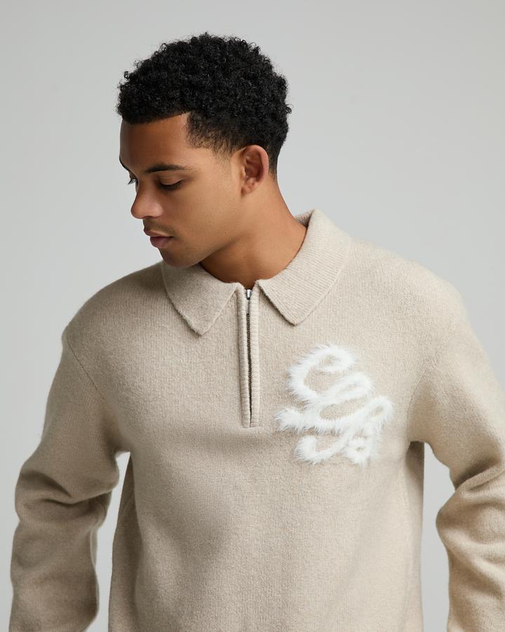 Fluffy Knit Quarter Zip Rugby Sweatshirt image 3