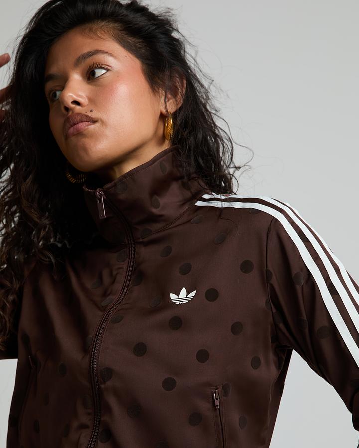 Womens Satin Polka Dot Funnel Neck Track Top image 3