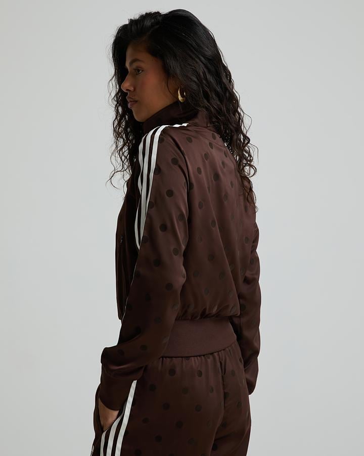 Womens Satin Polka Dot Funnel Neck Track Top image 4