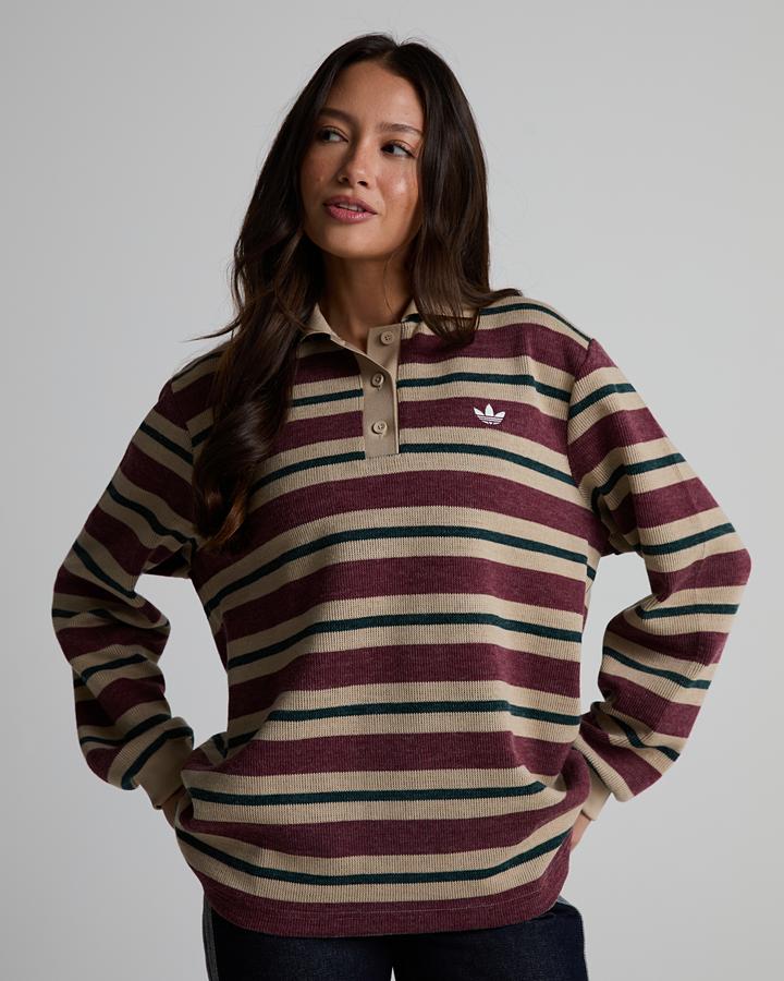 Womens Knitted Striped Polo image 1