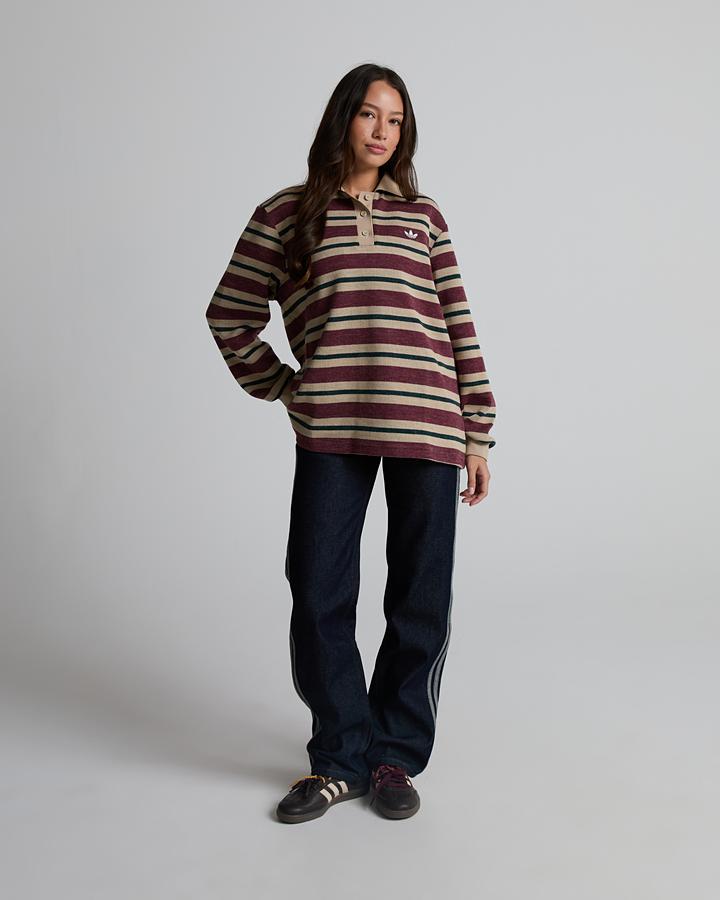 Womens Knitted Striped Polo image 2