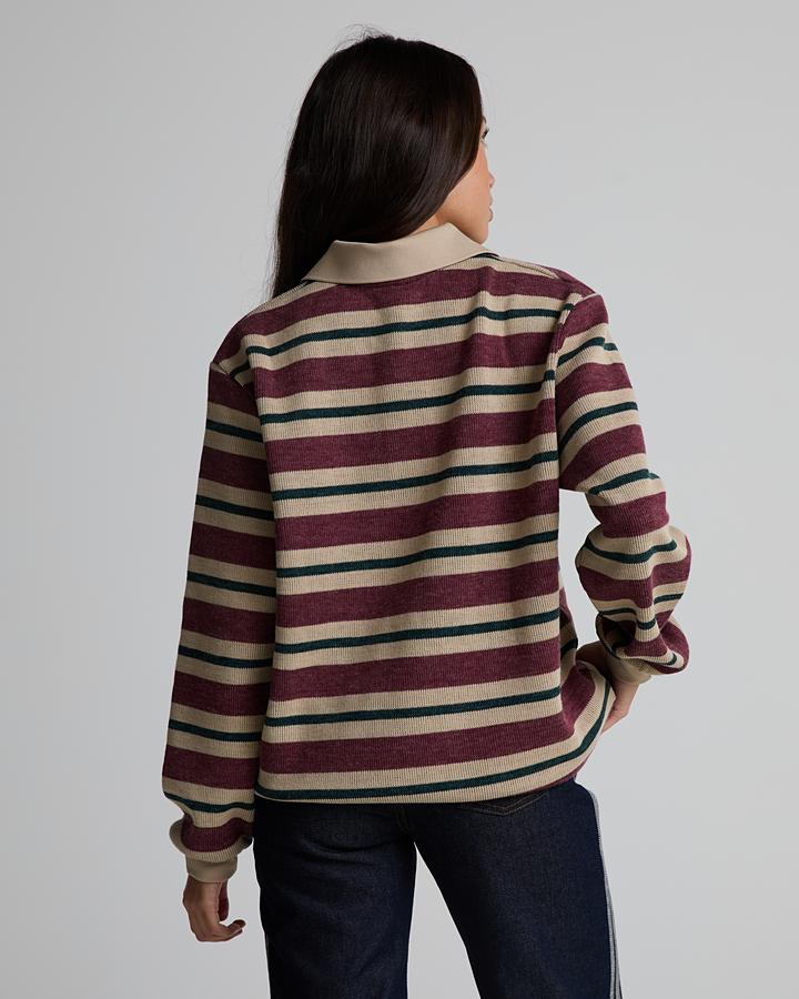 Womens Knitted Striped Polo image 3