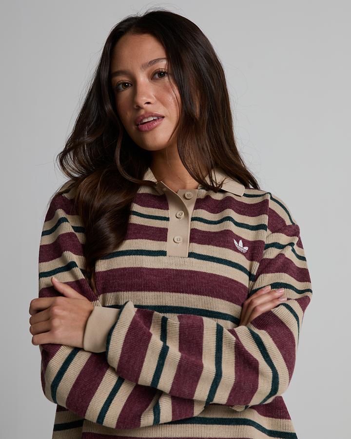 Womens Knitted Striped Polo image 4