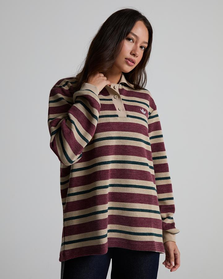 Womens Knitted Striped Polo image 5