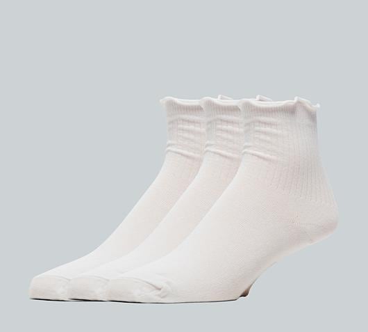 Womens 3 Pack Lettuce Hem Ankle Sock