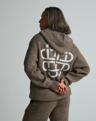  Womens Iconic Ribbed Knitted Hoodie