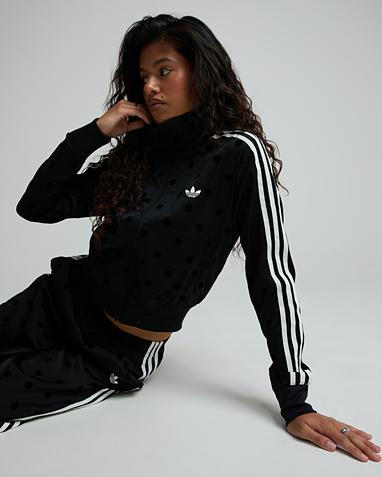 Womens Satin Polka Dot Track Top