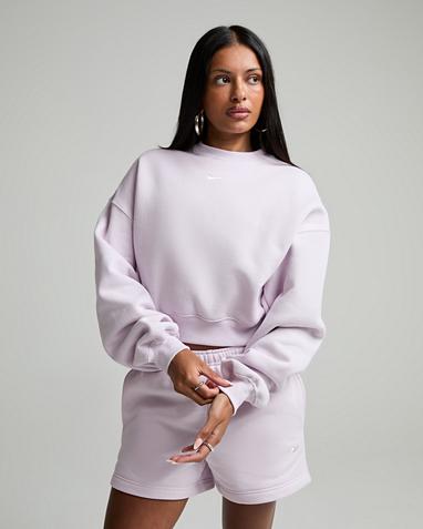Womens Studio Fleece Mid Weight Oversized Crop Sweatshirt