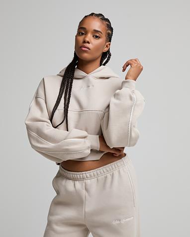 Womens Studio Fleece Medium Weight Cropped Hoodie