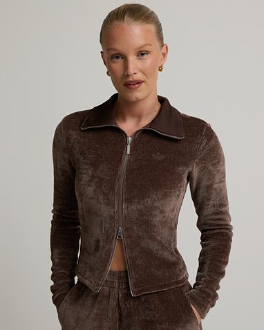 Womens Chenille Zip Track Top