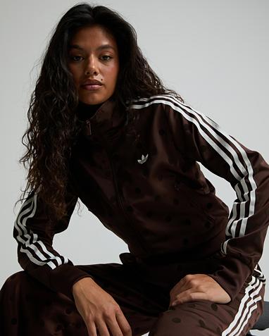 Womens Satin Polka Dot Funnel Neck Track Top
