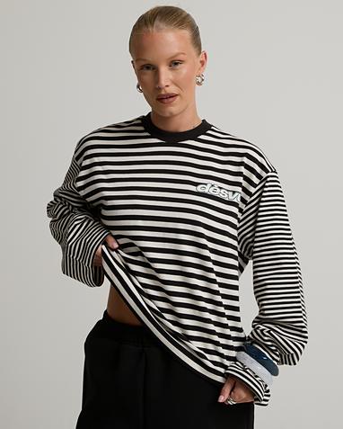 Womens Striped Long Sleeved Loose T-Shirt