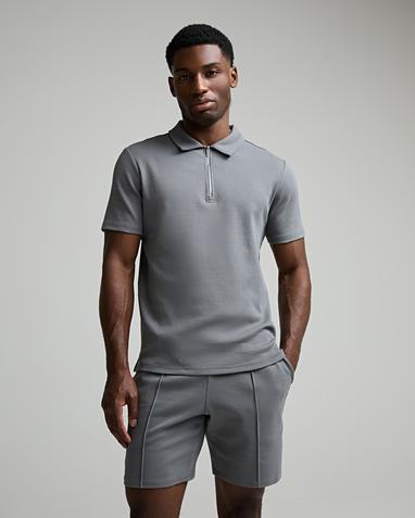 Capo Textured Zip Up Polo Shirt 