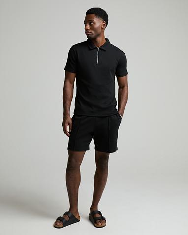 Capo Textured Zip Up Polo Shirt 