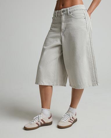 Womens 3-Stripe Denim Jort