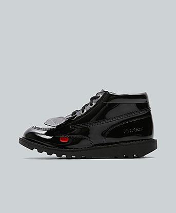 Kickers Junior Core Kick High Patent Boot in Black