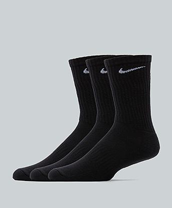 Nike 3 Pack Cushioned Sock in Black