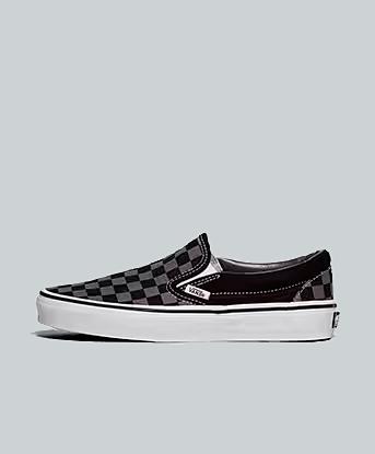Vans Womens Classic Slip On Trainer in Black / Pewter Checkerboard