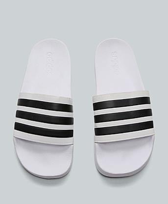 adidas Adilette Shower Slide in White / Black