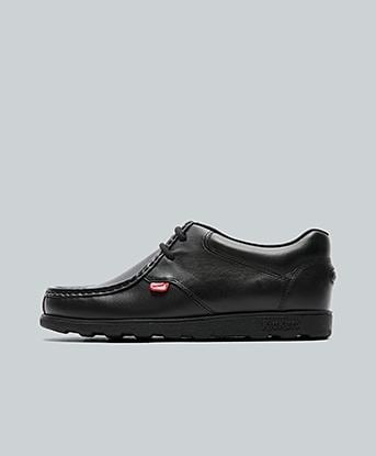 Kickers Junior Fragma Lace 2 Eye Leather Shoe in Black